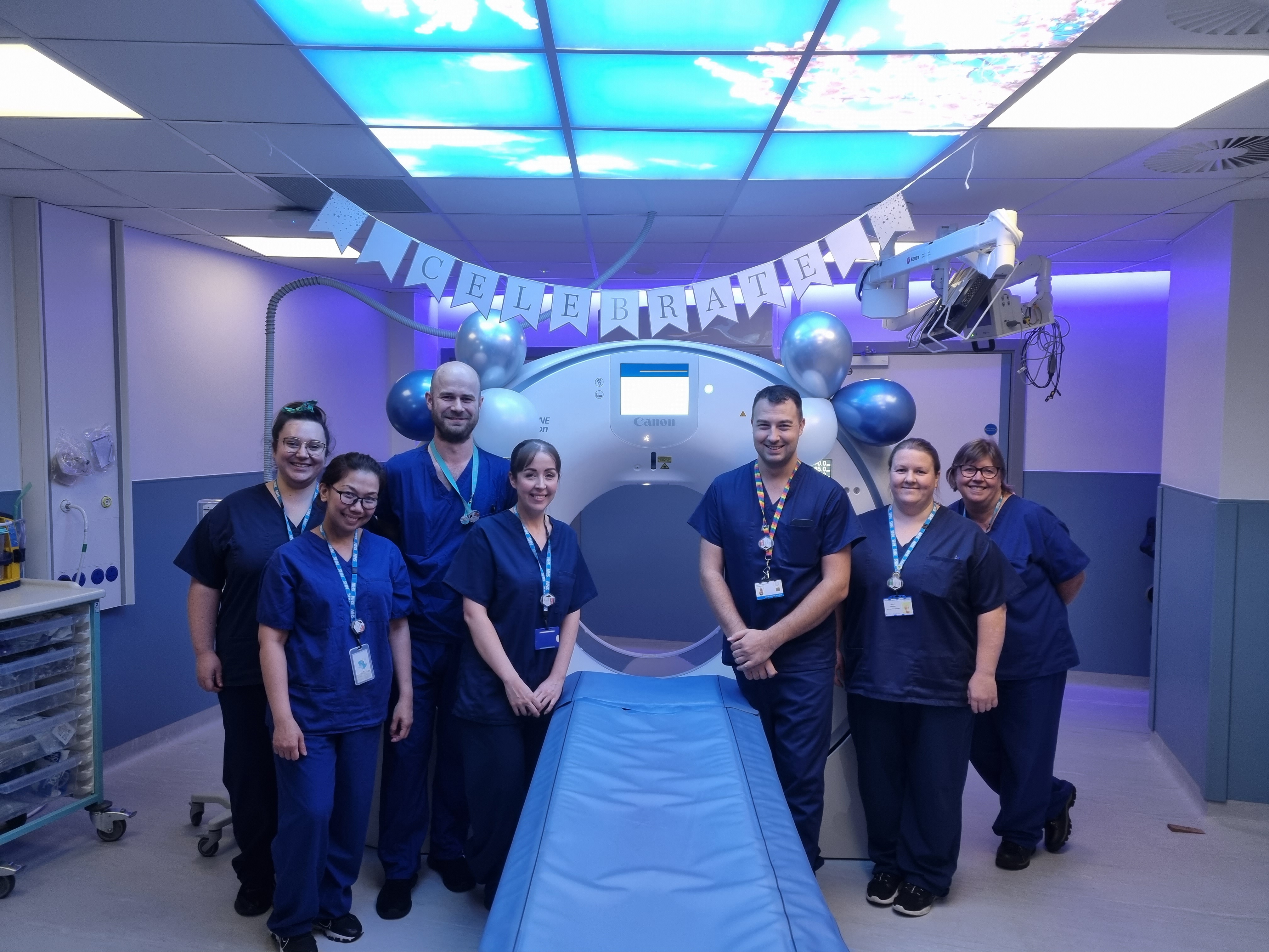 Members of the radiology team pictured with the new scanner