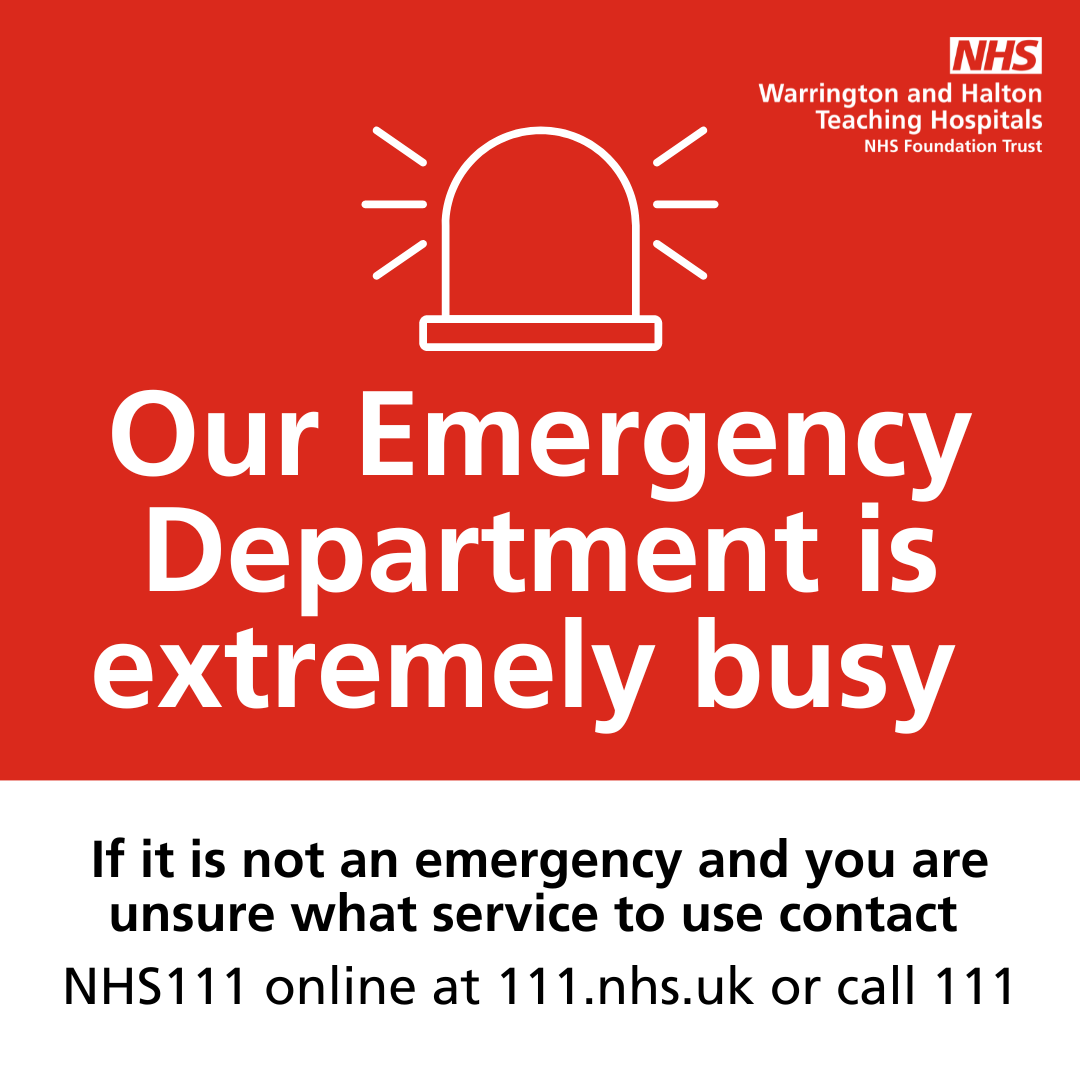 Image says our Emergency Department is extremely busy