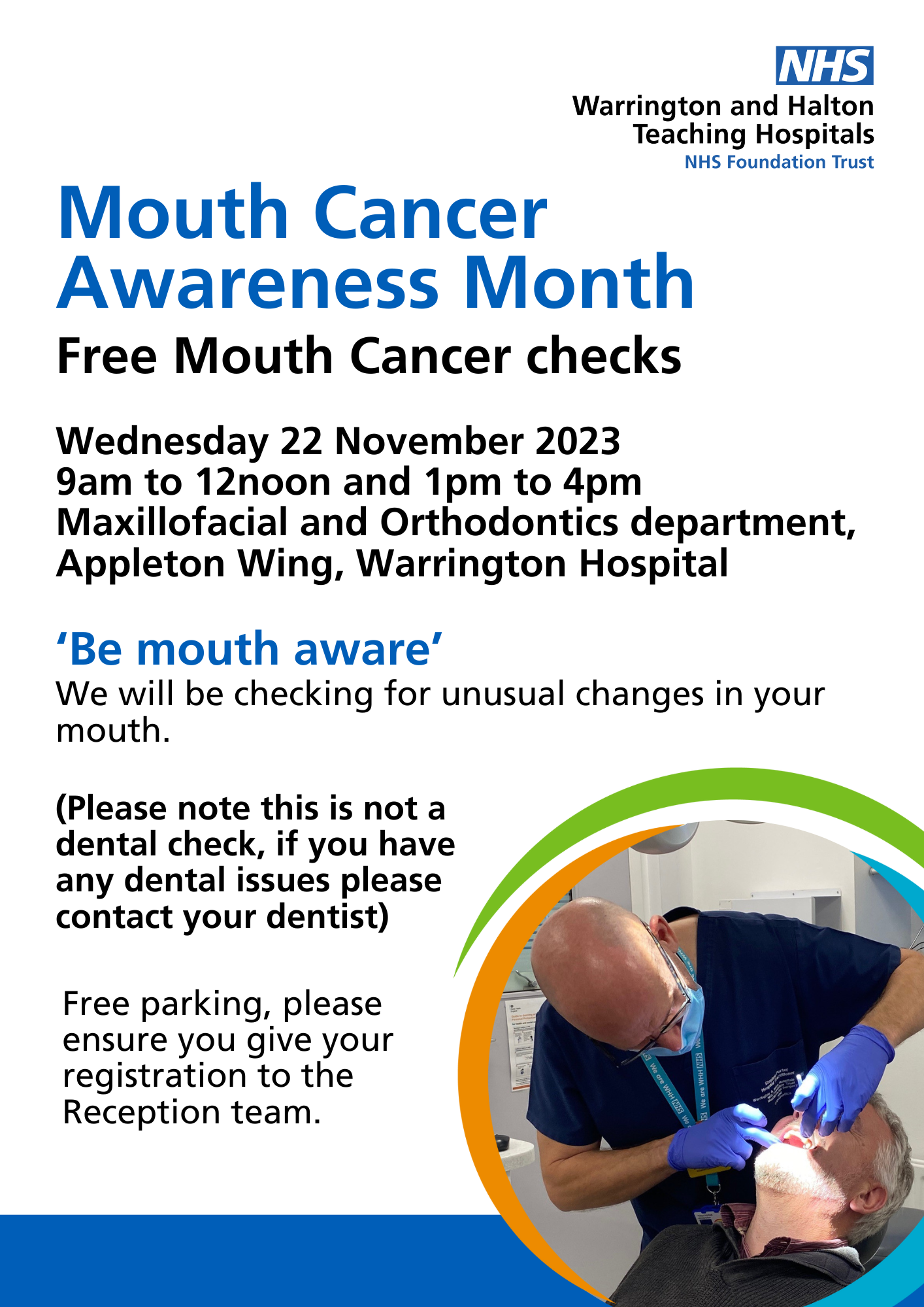 Mouth cancer awareness poster with the information that is within the story