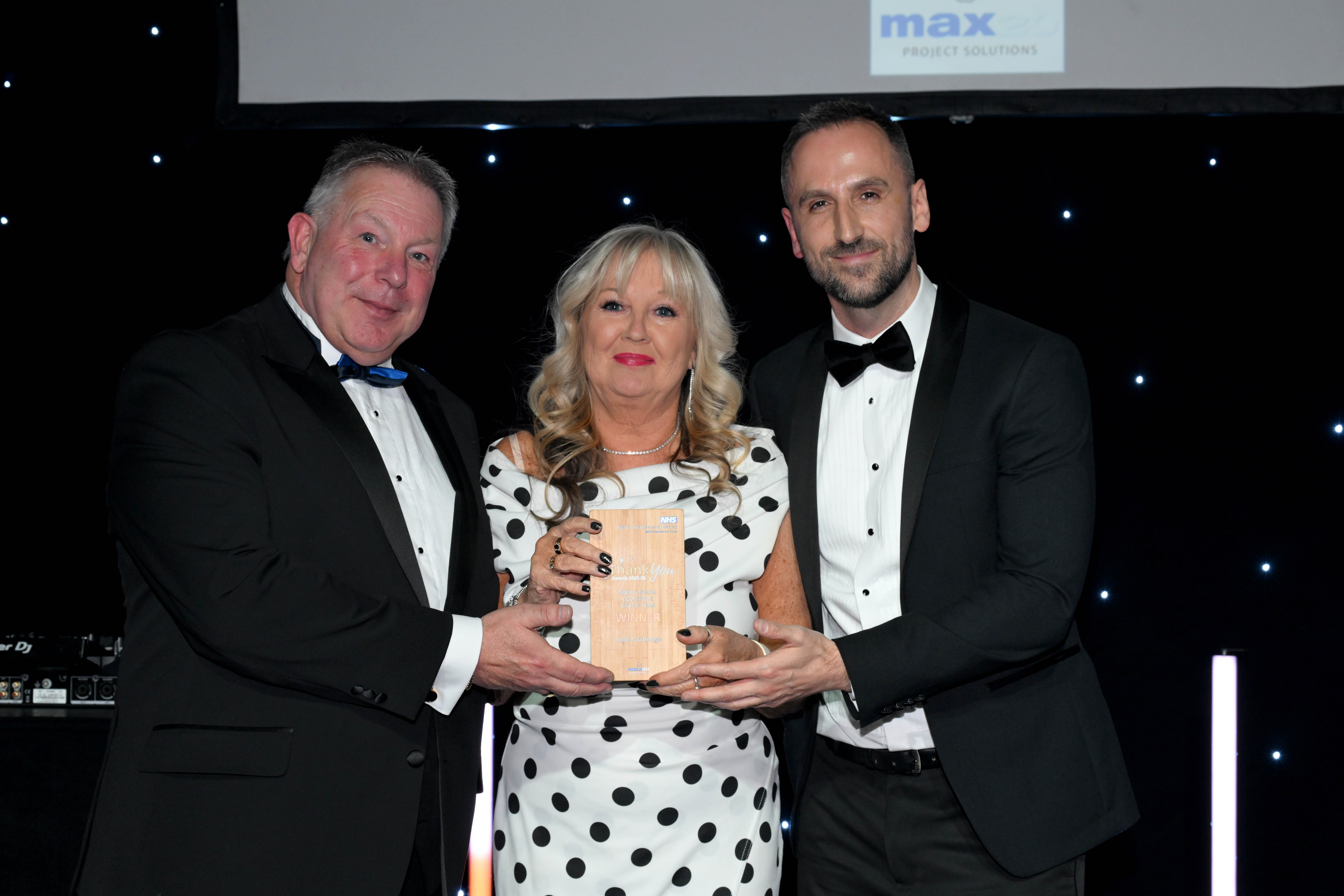 The award was presented to Julie Cartledge, admin and clerical officer 