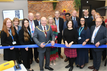 Mayor of Warrington Cllr Steve Wright cutting the ribbon at the opening ceremony.