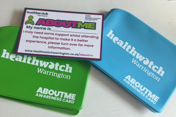 Healthwatch Warrington 'About Me' card