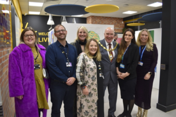 Mayor of Warrington Cllr Steve Wright at the private exhibition at the Living Well Hub.